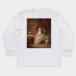 Madame Elisabeth seated at her harp - Charles Le Clercq Kids Long Sleeve T-Shirt